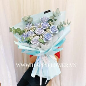 SKY BLUE 10B MIX BABY VÀ LÁ BẠC (giấy xanh blue)